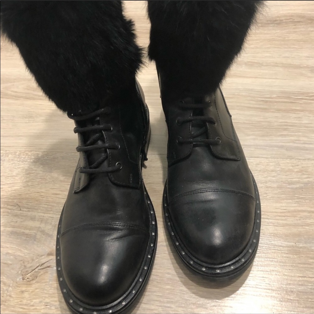 FAUX FUR COMBAT BOOTS